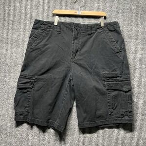 Vintage No Fear Shorts Mens 38 Black Cargo Skater BMX Surfer Grunge 1990s Y2K